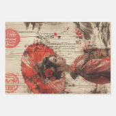 オリエンタルクレーンウーマンサンセットデコページ ラッピングペーパーシート (正面3)