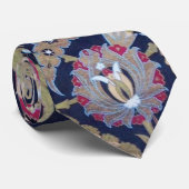 オリエンタルグリーンとブラックブルーダマスクの花葉、 ネクタイ (ロール)