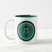 オリエンタルグリーングレー一光一揆日本文ベクトルアート ツートーンマグカップ (左)