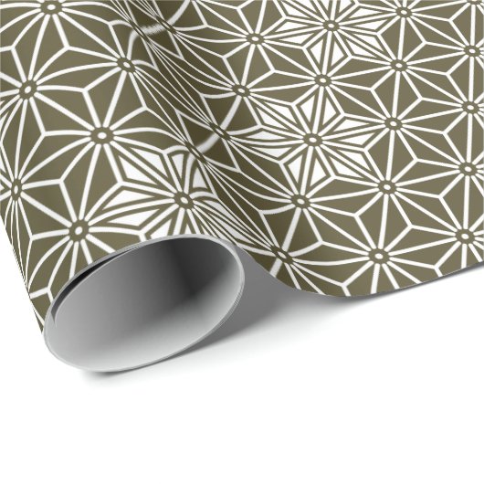 オリエンタルグリーン松葉スター朝野羽ジャパン柄 ラッピングペーパー (ロールコーナー)