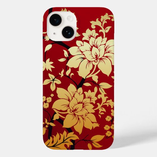 オリエンタルゴールデンフラワーオンレッド Case-Mate iPhoneケース (裏面)