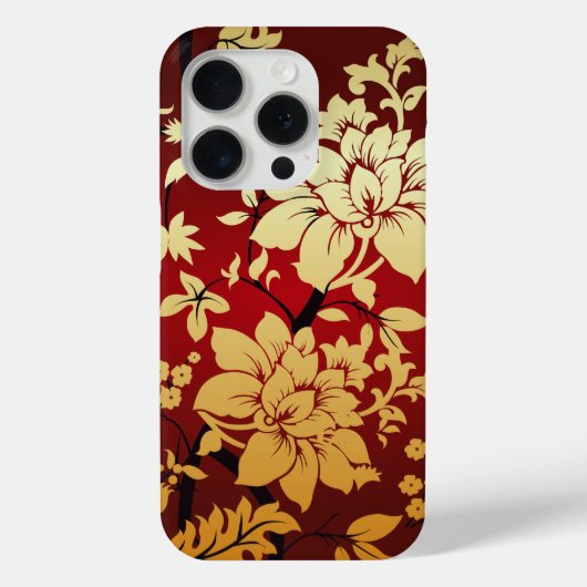 オリエンタルゴールデンフラワーオンレッド Case-Mate iPhoneケース (裏面)