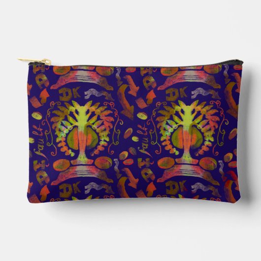 オリエンタルサイケデリックシンメトリ抽象芸術アート アクセサリーポーチ (正面)