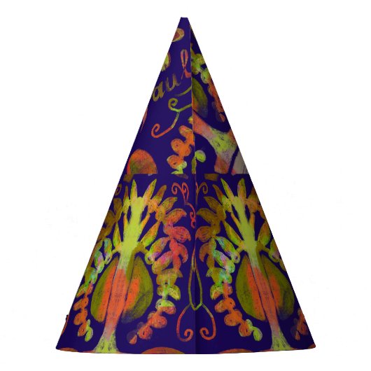 オリエンタルサイケデリックシンメトリ抽象芸術アート パーティーハット (裏面)