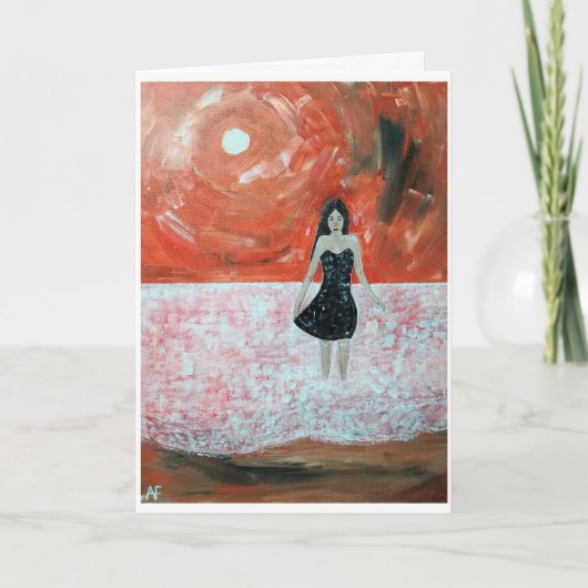 オリエンタルサンセット絵を描ズバイアルフレッドキツネ カード (正面)