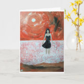 オリエンタルサンセット絵を描ズバイアルフレッドキツネ カード (黄色い花)