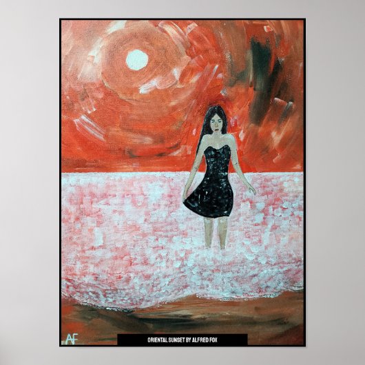 オリエンタルサンセット絵を描ズバイアルフレッドキツネ ポスター (正面)
