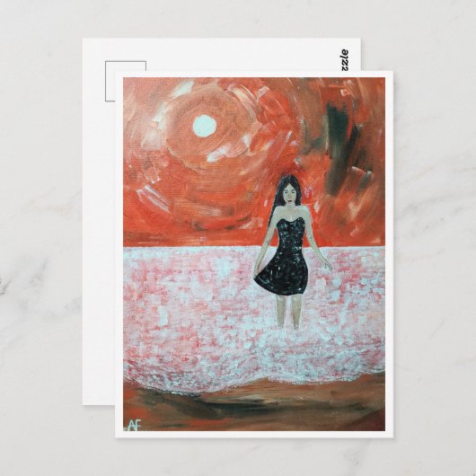 オリエンタルサンセット絵を描ズバイアルフレッドキツネ ポストカード (正面/裏面)