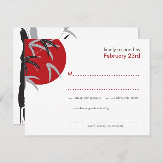 オリエンタルサンライズゼンバンブーガーデンアジア結婚ーズ 出欠カード (正面/裏面)