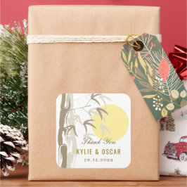 オリエンタルサンライズバンブーガーデンゼンイエロー結婚ズ スクエアシール