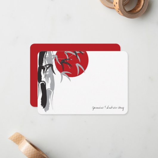 オリエンタルサンライズバンブー庭園の結婚式サンキューユー ノートカード (正面/裏面インサイチュ)