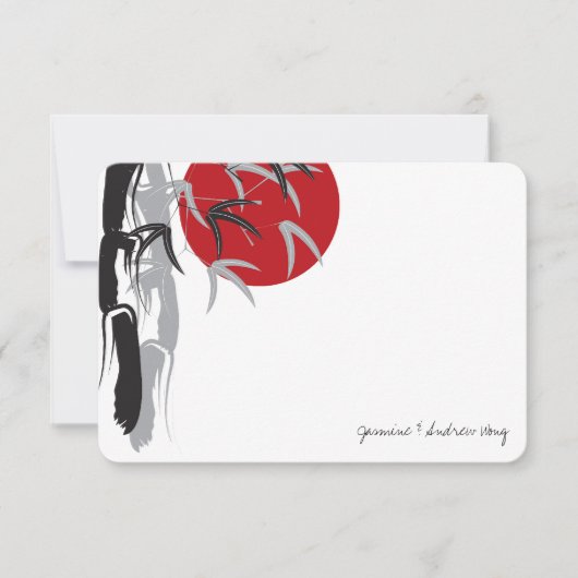 オリエンタルサンライズバンブー庭園の結婚式サンキューユー ノートカード (正面)