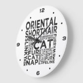 オリエンタルショートエアキャットタイポグラフィ ラージ壁時計 (傾斜)