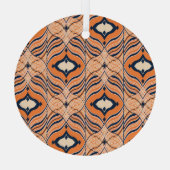 オリエンタルシームレス：ブラックオレンジオーナメント ガラスオーナメント (裏面)