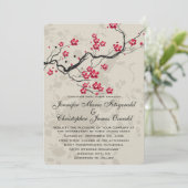 オリエンタルスタイルの桜の花 イラスト ウェディング 招待状 (スタンド正面)