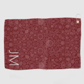 オリエンタルスタイルフローラデザイン暗赤色 ゴルフタオル (横)