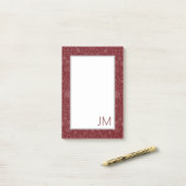 オリエンタルスタイルフローラデザイン暗赤色 ポストイット (デスク上)