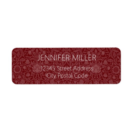 オリエンタルスタイルフローラデザイン暗赤色 ラベル (正面)