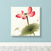 オリエンタルスタイルロータス キャンバスプリント (インサイチュ (ウッドフロア))