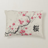 オリエンタルスタイル桜さくらんぼブロッサムアート アクセントクッション (裏面)