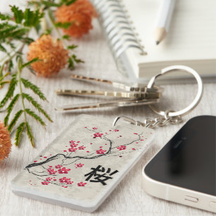 オリエンタルスタイル桜さくらんぼブロッサムアート キーホルダー