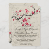 オリエンタルスタイル桜さくらんぼブロッサム結婚アート 招待状 (正面/裏面)