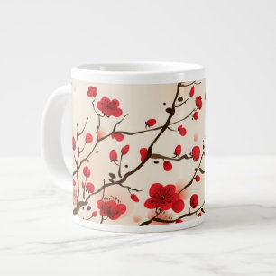 オリエンタルスタイル絵画の梅の花春 ジャンボコーヒーマグカップ