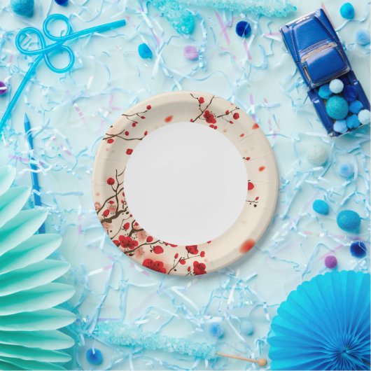 オリエンタルスタイル絵画の梅の花春 ペーパープレート (パーティー)