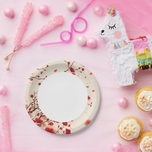 オリエンタルスタイル絵画の梅の花春 ペーパープレート (パーティー)