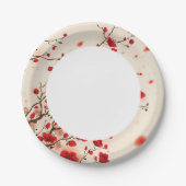オリエンタルスタイル絵画の梅の花春 ペーパープレート (正面)