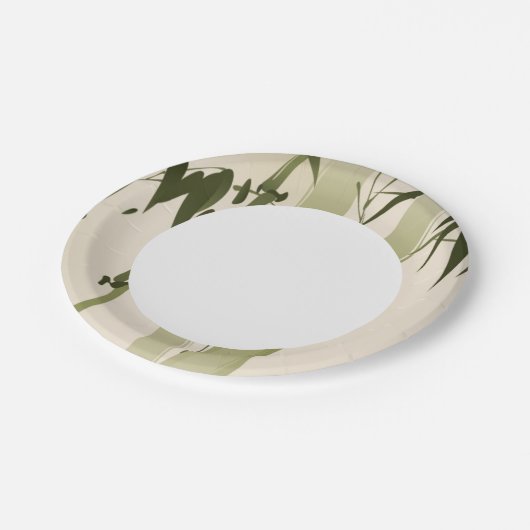 オリエンタルスタイル絵画、竹の枝2 ペーパープレート (アングル)