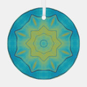 オリエンタルスターイン青と古い金ゴールド黄 ガラスオーナメント (裏面)