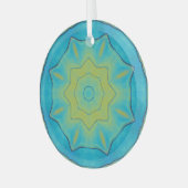 オリエンタルスターイン青と古い金ゴールド黄 ガラスオーナメント (正面左)