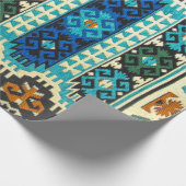 オリエンタルターキッシュペルシアカーペットブルーグリーン ラッピングペーパー (角)