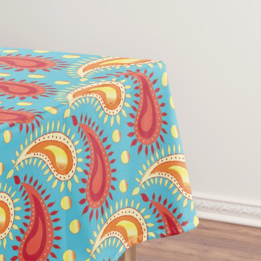 オリエンタルターコイズオレンジペルシアペイズリー模様 テーブルクロス (インサイチュ)