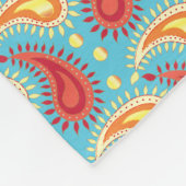 オリエンタルターコイズオレンジペルシアペイズリー模様 フリースブランケット (角)