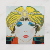 オリエンタルターバン美しいファッション化粧をした人 スクエア名刺 (裏面)