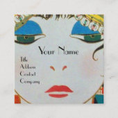 オリエンタルターバン美しいファッション化粧をした人 スクエア名刺 (正面)