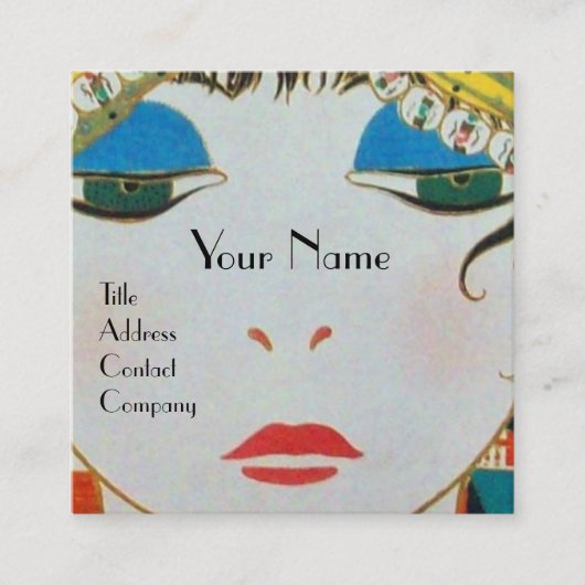 オリエンタルターバン美しいファッション化粧をした人 スクエア名刺 (正面)