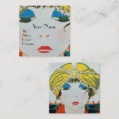 オリエンタルターバン美しいファッション化粧をした人 スクエア名刺 (正面/裏面)