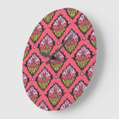 オリエンタルダマスクフローラシームレス壁紙 ラージ壁時計 (傾斜)