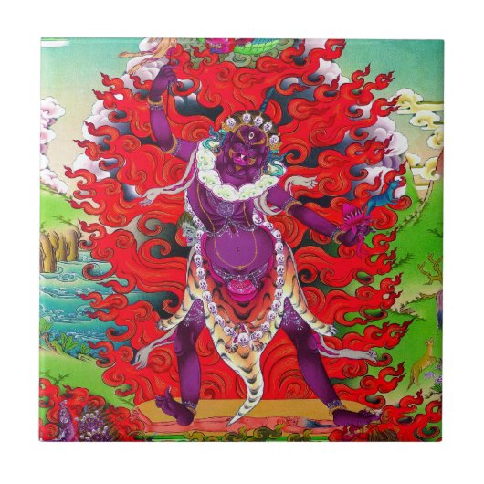 オリエンタルチベックールト·タンカ·タトゥー·エカジャティアート タイル (正面)