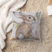 オリエンタルデザインうさぎ枕、オリジナルのアートワーク クッション (ブランケット)