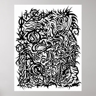 オリエンタルトライバルタトゥーデザインポスター ポスター