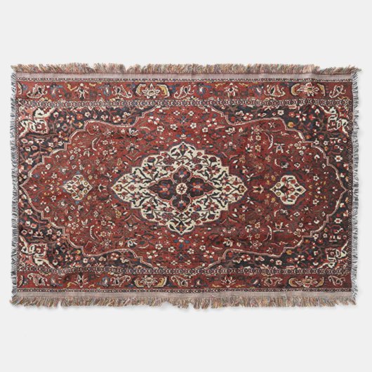 オリエンタルトルコのペルシャカーペットラグ スローブランケット (正面)