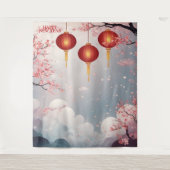 オリエンタルハッピーニューイヤー背景 タペストリー (正面)