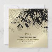 オリエンタルバンブー葉・ブラック・金ゴールド・アジ結婚アンズ 招待状 (裏面)