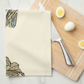 オリエンタルバード、ブランチに止まる キッチンタオル (四つ折り)