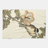 オリエンタルバード、ブランチに止まる キッチンタオル (横)