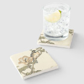 オリエンタルバード、ブランチに止まる ストーンコースター (横)